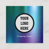 Carte De Visite Carré Code QR professionnel scannable bleu métallique (Dos)