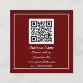 Carte De Visite Carré Code QR professionnel Scannable Bourgogne Maroon (Devant)