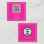 Carte De Visite Carré Code QR professionnel scannable rose chaud (Devant / Derrière)