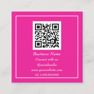 Carte De Visite Carré Code QR professionnel scannable rose chaud