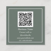 Carte De Visite Carré Code QR professionnel Scannable Sage vert (Devant)