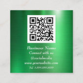 Carte De Visite Carré Code QR professionnel Scannable vert Metallic (Devant)