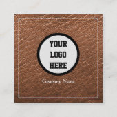 Carte De Visite Carré Code QR professionnel scanner Cuir Brown (Dos)
