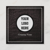 Carte De Visite Carré Code QR professionnel scanner Cuir Brown (Dos)