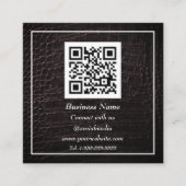 Carte De Visite Carré Code QR professionnel scanner Cuir Brown (Devant)
