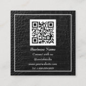 Carte De Visite Carré Code QR professionnel scanner cuir noir (Devant)
