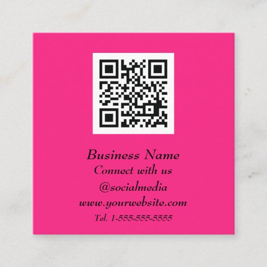 Carte De Visite Carré Code QR professionnel scanner Magenta rose moderne (Devant)
