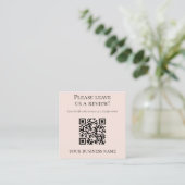 Carte De Visite Carré Code QR Rose Moderne Avis Google (Debout devant)