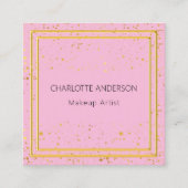 Carte De Visite Carré Code QR rose or élégant glamour (Devant)