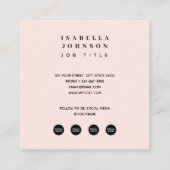 Carte De Visite Carré Code QR rose pâle minimum Icônes de médias sociaux (Dos)