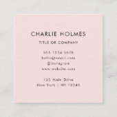 Carte De Visite Carré Code QR | Rose Pâle Moderne Professionnel (Dos)