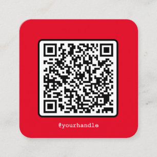 Carte De Visite Carré Code QR rouge Médias sociaux simples modernes pers