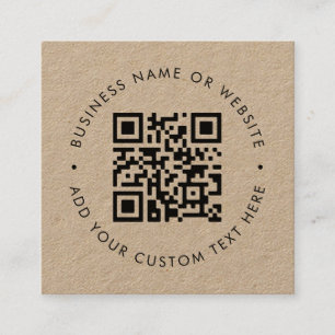 Carte De Visite Carré Code QR Rustic Kraft Modern Minimal Professionne
