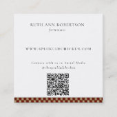 Carte De Visite Carré Code QR rustique du coq de poulet (Dos)