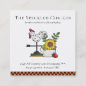 Carte De Visite Carré Code QR rustique du coq de poulet (Devant)