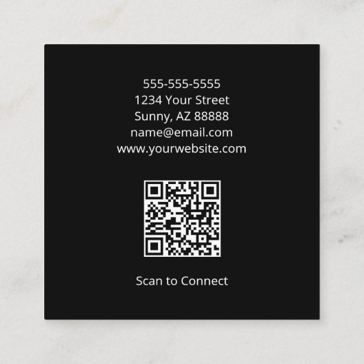 Carte De Visite Carré Code QR Saguaro Cactus Simple Desert (Dos)