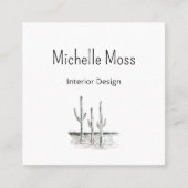 Carte De Visite Carré Code QR Saguaro Cactus Simple Desert (Devant)