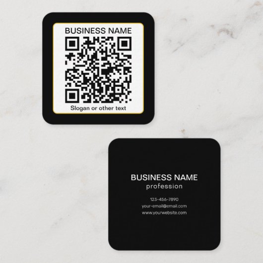 Carte De Visite Carré Code QR scannable modifiable + Nom de votre entrep (Devant / Derrière)