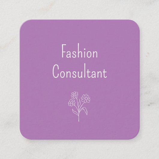 Carte De Visite Carré Code QR Simple Boho Flower Botanical Purple (Devant)