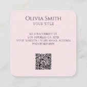 Carte De Visite Carré Code QR Simple Élégant Ruban Rose (Dos)