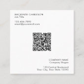 Carte De Visite Carré Code QR simple logo et texte (Dos)