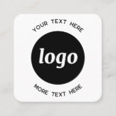 Carte De Visite Carré Code QR simple logo et texte (Devant)