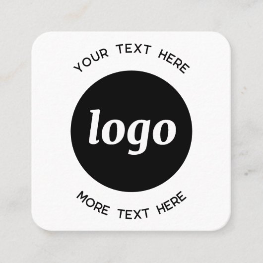Carte De Visite Carré Code QR simple logo et texte (Devant)
