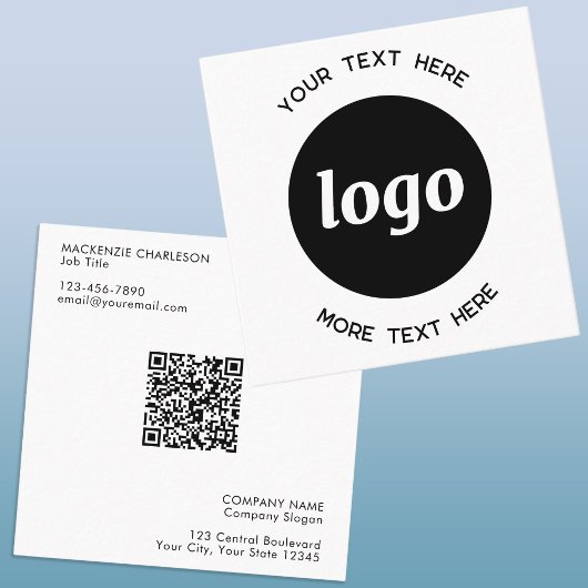 Carte De Visite Carré Code QR simple logo et texte