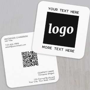 Carte De Visite Carré Code QR simple logo et texte