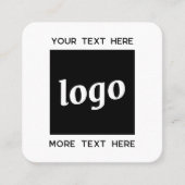 Carte De Visite Carré Code QR simple logo et texte (Devant)
