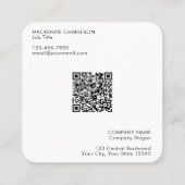 Carte De Visite Carré Code QR simple logo et texte (Dos)