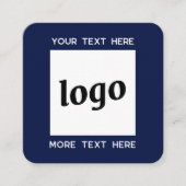 Carte De Visite Carré Code QR simple logo et texte bleu marine (Devant)