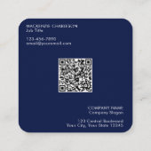 Carte De Visite Carré Code QR simple logo et texte bleu marine (Dos)