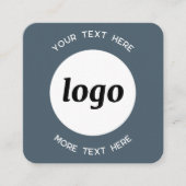 Carte De Visite Carré Code QR simple logo et texte Gris Charbon (Devant)