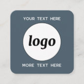 Carte De Visite Carré Code QR simple logo et texte Gris charbon (Devant)