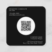 Carte De Visite Carré Code QR simple logo et texte noir (Dos)