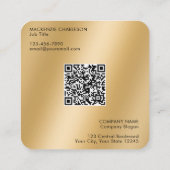 Carte De Visite Carré Code QR simple logo et texte Or (Dos)