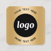 Carte De Visite Carré Code QR simple logo et texte Or (Devant)