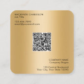 Carte De Visite Carré Code QR simple logo et texte Or (Dos)