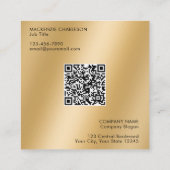 Carte De Visite Carré Code QR simple logo et texte Or (Dos)