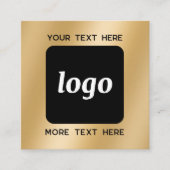 Carte De Visite Carré Code QR simple logo et texte Or (Devant)