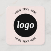 Carte De Visite Carré Code QR Simple Logo et Texte Rose Pâle (Devant)
