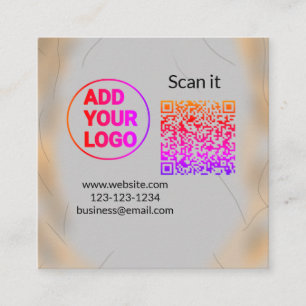 Carte De Visite Carré Code QR simple minimaliste ajouter un logo scanner
