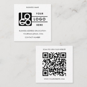 Carte De Visite Carré Code QR site Web noir et blanc de logo personnalis