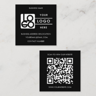 Carte De Visite Carré Code QR site Web personnalisé en noir et blanc ave