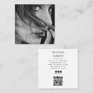 Carte De Visite Carré Code QR Social Nom Photo Moderne