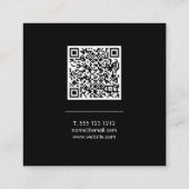 Carte De Visite Carré Code QR Sophistiqué Minimal Noir (Dos)