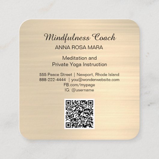 Carte De Visite Carré *~* Code QR Star Gold Parties scintillant Butterfl (Dos)