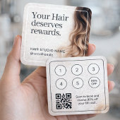 Carte De Visite Carré Code Qr Studio de Coiffure Récompenses Luxe Vagues