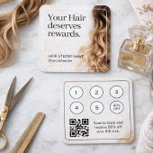 Carte De Visite Carré Code Qr Studio de Coiffure Récompenses Luxe Vagues